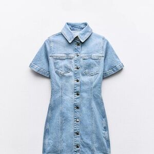 Zara Light Blue Denim Mini Dress